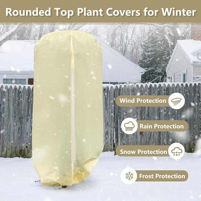 2 Pack Rounded Top Plant Covers Freeze Protection for Winter, Plant Covers for Winter, 47" X 72"