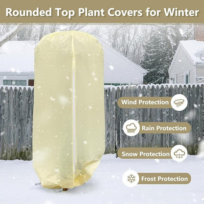 2 Pack Rounded Top Plant Covers Freeze Protection for Winter, Plant Covers for Winter, 47" X 72"