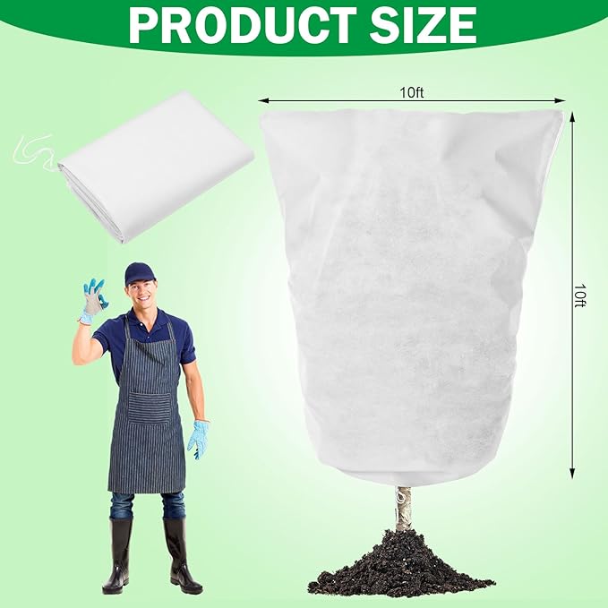 Plant Covers Freeze Protection 10 x 10 ft Extra Large Frost Cloth Plant Covers with Zipper