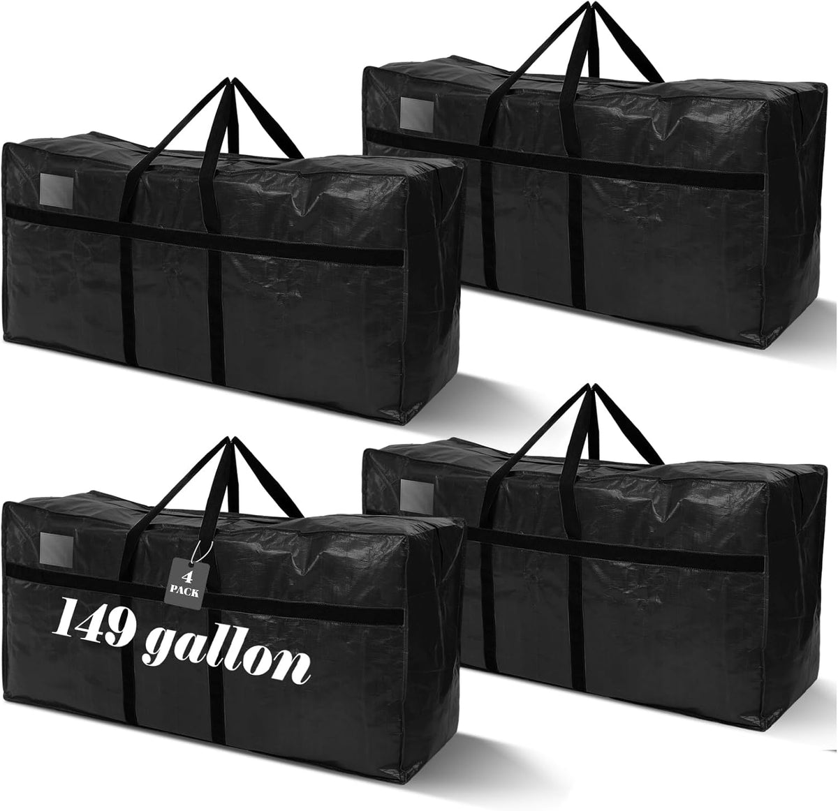 4 Pcs 149 Gallon Large Moving Bags with Zipper and Handles Foldable Storage Duffle Bags Heavy Duty