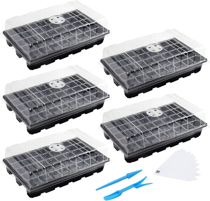MIXC Seedling Trays Seed Starter Tray, 5-Pack Mini Propagator Plant Grow Kit Greenhouse with