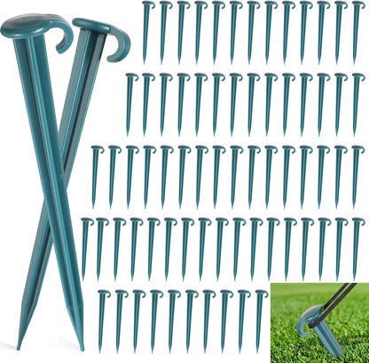 Vicenpal 100 Pcs 7 Inch Plastic Yard Stakes Inflatables Heavy Duty Plastic Garden Stakes for Tent