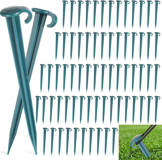 Vicenpal 100 Pcs 7 Inch Plastic Yard Stakes Inflatables Heavy Duty Plastic Garden Stakes for Tent