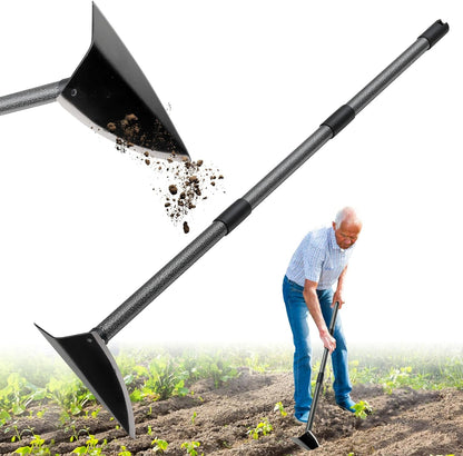 Garden Hoe, Heavy Duty Trenching Hoes with 60 Inch Long Handle, Sharp Edge Triangle Weeding Hoe