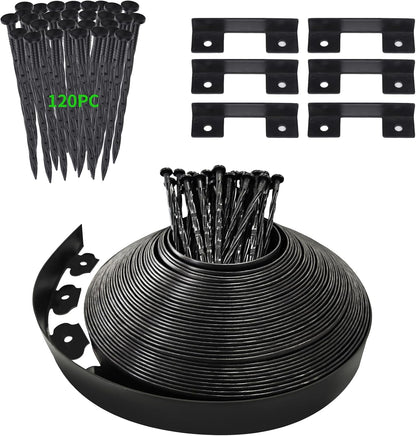 Landscape Edging Border No Dig - 100FT 2IN Tall Garden Edging Border with 120 Stakes, Plastic