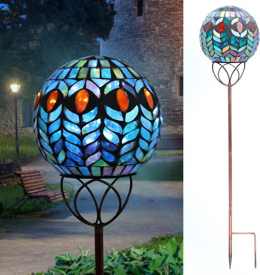 VCUTEKA Solar Outdoor Lights Garden Decor Mosaic Solar Garden Lights Waterproof Glass Ball LED