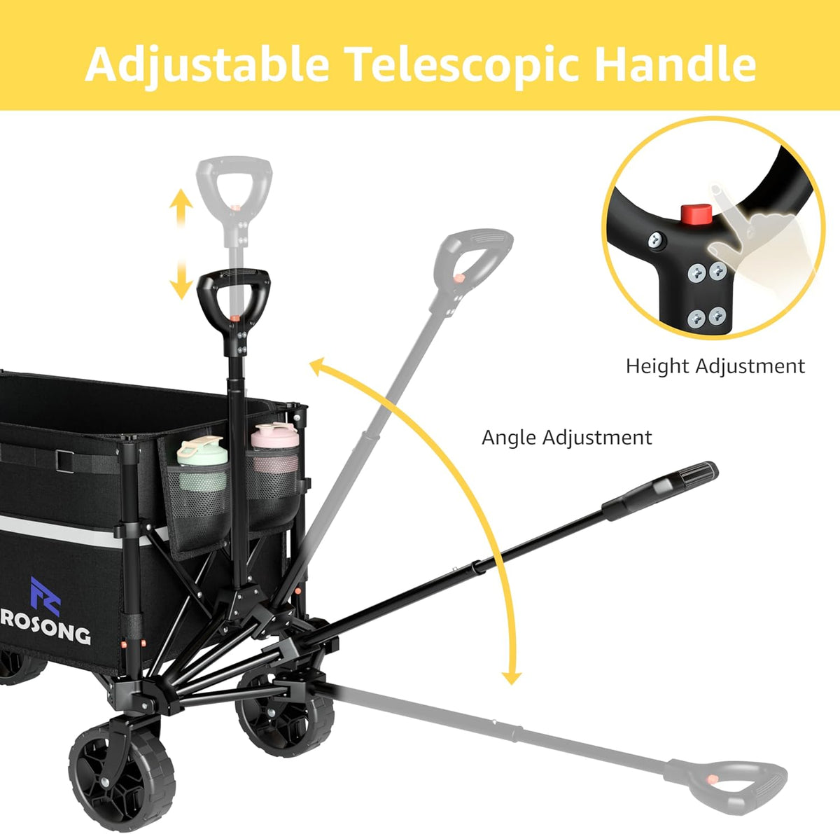 Collapsible Wagon Cart with Wheels Foldable - Folding Utility Heavy Duty Wagons Carts for Grocery
