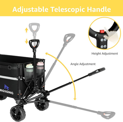 Collapsible Wagon Cart with Wheels Foldable - Folding Utility Heavy Duty Wagons Carts for Grocery