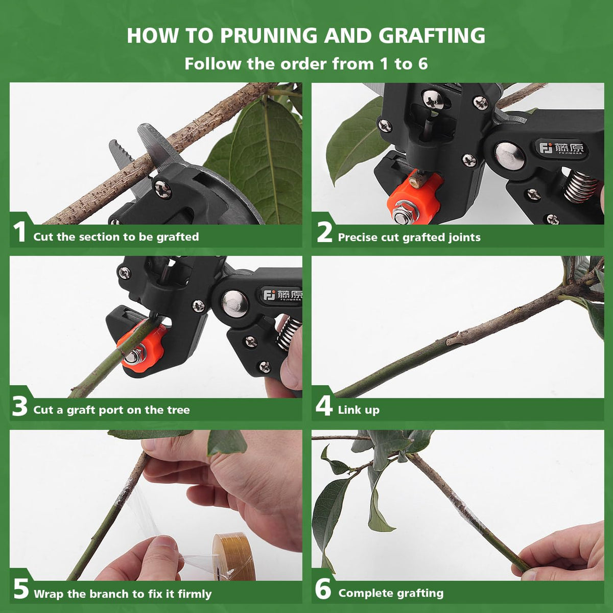 FUJIWARA 3-in-1 Garden Grafting Tool, Pruning Scissors Kit, U/V/Omega-Graft Seedling for Fruit Tree
