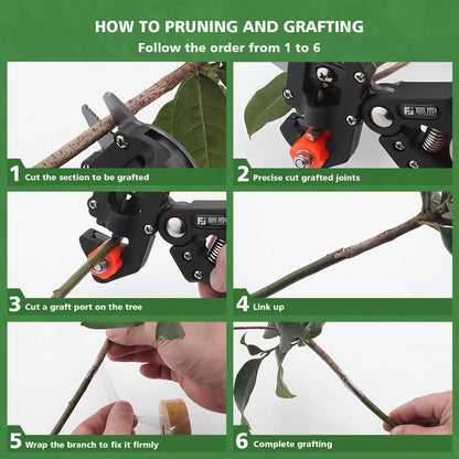 FUJIWARA 3-in-1 Garden Grafting Tool, Pruning Scissors Kit, U/V/Omega-Graft Seedling for Fruit Tree