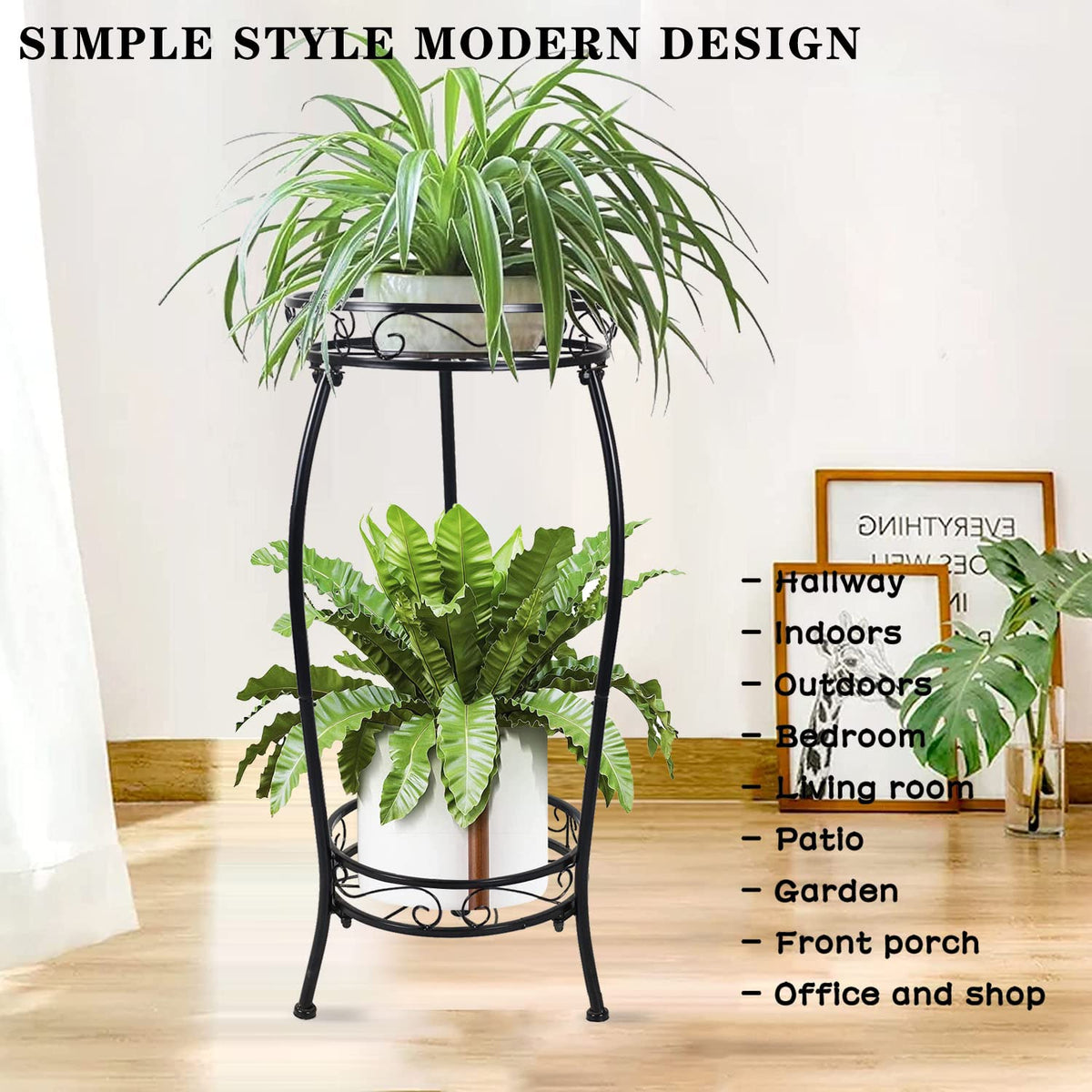 MOCORY Plant Stand Indoor Outdoor 2 Tier 25" Tall Metal Potted Holder Flower Pot Stand Heavy Duty