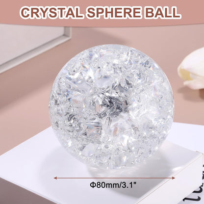 uxcell 80mm/3.1" Crystal Sphere Ball Ice Cracked Glass Solid Decorative Sphere Crystal Ball Prop