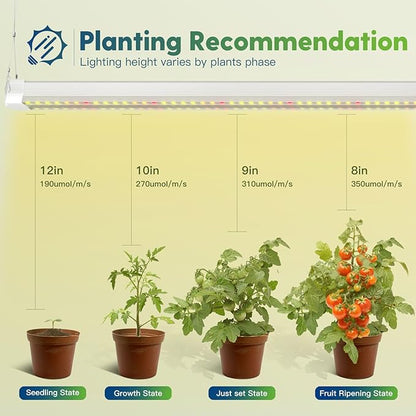 FREELICHT 2 Pack 4FT LED Grow Light, 40W (250W Equivalent), Full Spectrum Sunlight Growing Lamp
