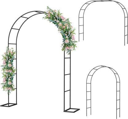 Metal Garden Arch Trellis Arbor, Wedding Arch Stand with Steel Frame,5.3'W * 7.6'H or 7.9'W * 6.3'H