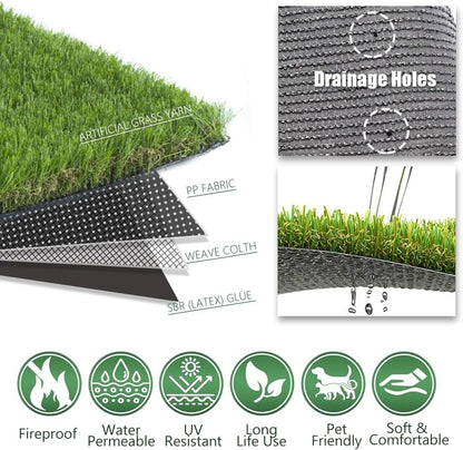 Petgrow Luxurious Artificial Grass Realistic Turf 4 X 48 Feet,1.57 Inch Pile Height Ultrathick