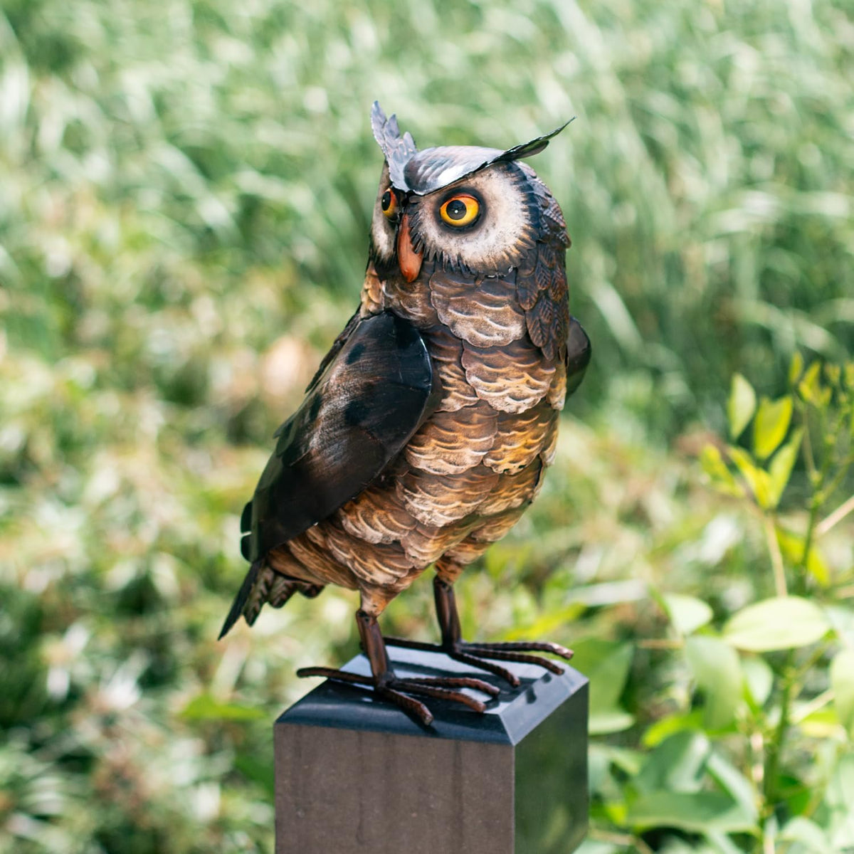 Natelf Garden Owl Sculptures & Statues, Standing Metal Bird Yard Art Sculpture for Patio Backyard