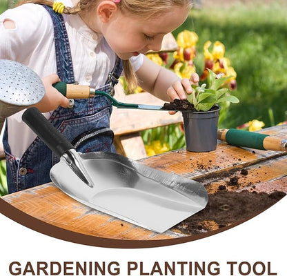 Kisangel Stainless Steel Square Shovel Small Gardening Hand Shovel Garden Hand Trowel Gardening