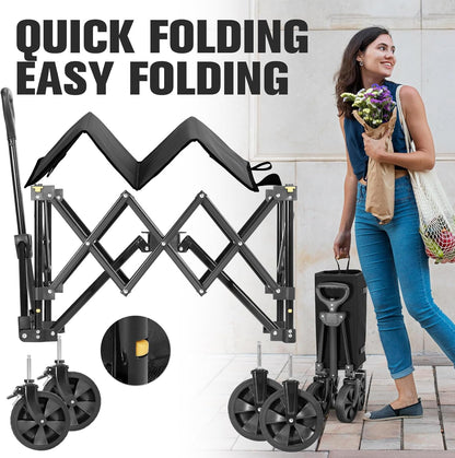 Wagon Cart Shopping Foldable Folding Collapsible with Wheels Big On Beach Garden Outdoor Grocery