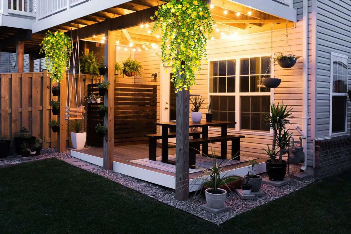 RECUTMS Outdoor Fake Hanging Plants,Hanging Plant Vine with Lights,Faux Eucalyptus Leafs Greenery