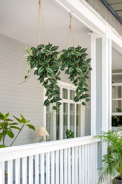 DILATATA Fake Hanging Plants Artificial Hanging Plants 26" Faux Wandering Jew Hanging Leaves Plants