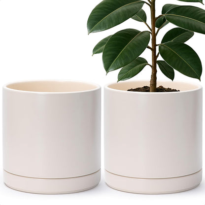 D'vine Dev Set of 2 Plants Pots, 10 Inch Ceramic Planter Pot for Plants with Drainage Hole and