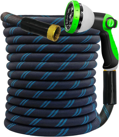 Garden Hose 50FT, NON-EXPANDABLE Heavy-Duty Flexible & Lightweight Water Hose with 10-Function