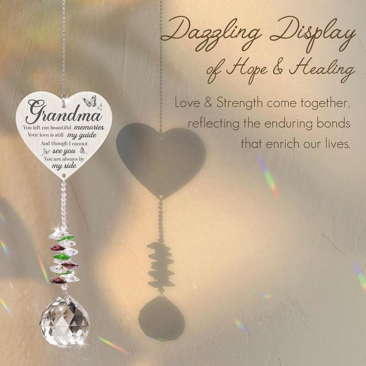 Grandma in Heaven Memorial Crystal Suncatcher Gifts,Sympathy Gifts for Loss of Grandma,Hanging