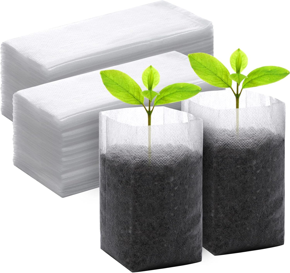 GREANER 200 PCS Nursery Bags, 5.5"x6.3" Non-Woven Fabric Seedling Bags Biodegradable for Home