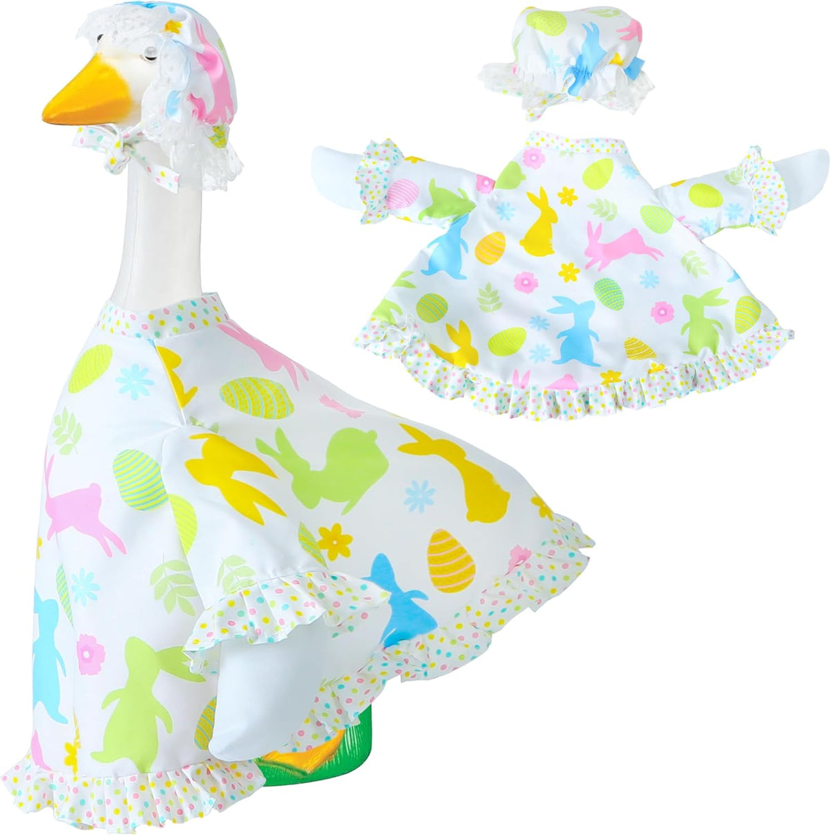 Easter Goose Outfit for 23" Cement Porch Goose Statue - Spring Outdoor Patio Yard Lawn Decoration