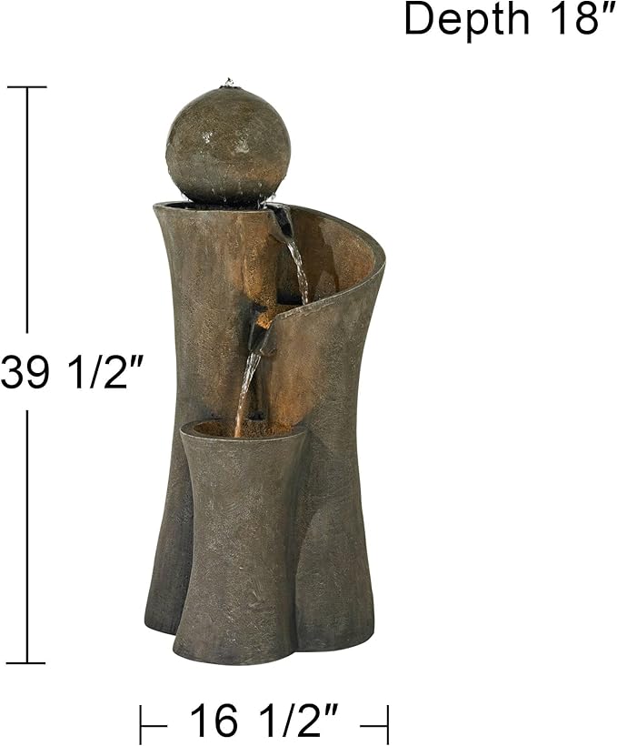 Sphere Curve 39 1/2" High Large Modern Zen Indoor Outdoor Decor Faux Stone Floor Fountain with