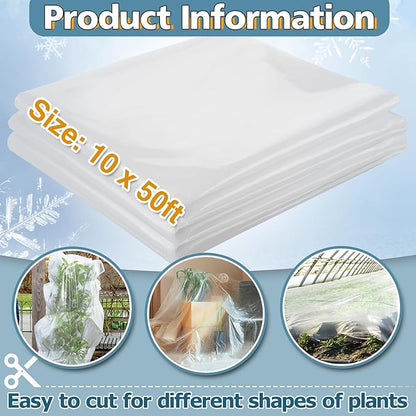 Alphatool Greenhouse Cover Plastic Sheeting - 10 x 50 ft Plant Covers Freeze Protection, Frost