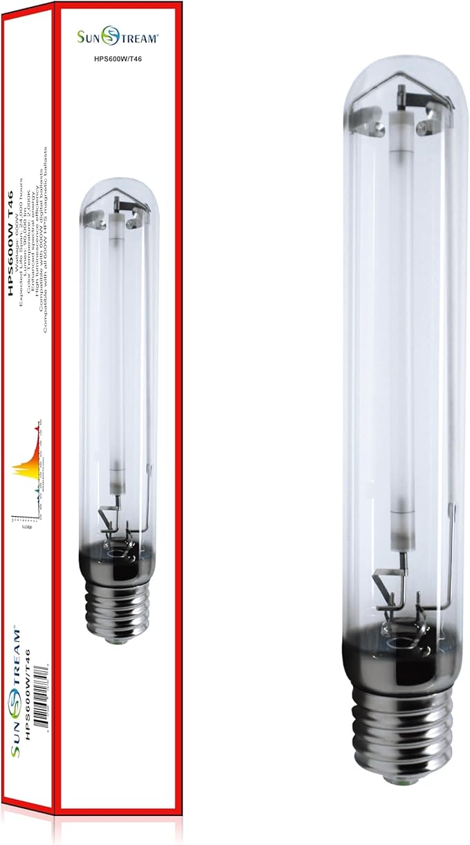 SunStream 600W SE HPS Grow Light Bulb Full Spectrum Double Ended High Pressure Sodium Bulb for