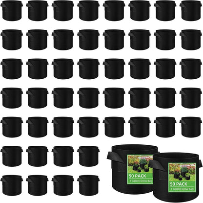 LITLANDSTAR 50 Pack 1 Gallon Plant Grow Bags, Breathable Felt Non-Woven Aeration Fabric Plant Grow