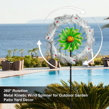 Shark Outdoor Wind Spinners - 39" Ocean-Themed Metal Wind Sculptures Garden Stake Art, 13.5”