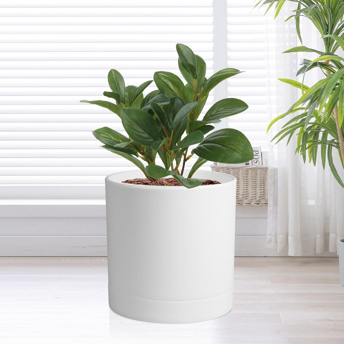 7/6.5/6/5/4 inch Flower Pots, 5 Pack Cylinder Plant Pots for Small Indoor Outdoor Plants, Plastic
