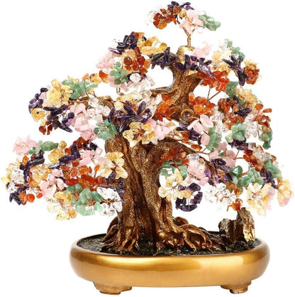 Natural Tree of Life (1,251 Gemstone Count) Crystal Tree with Healing Properties - Bonsai Feng Shui