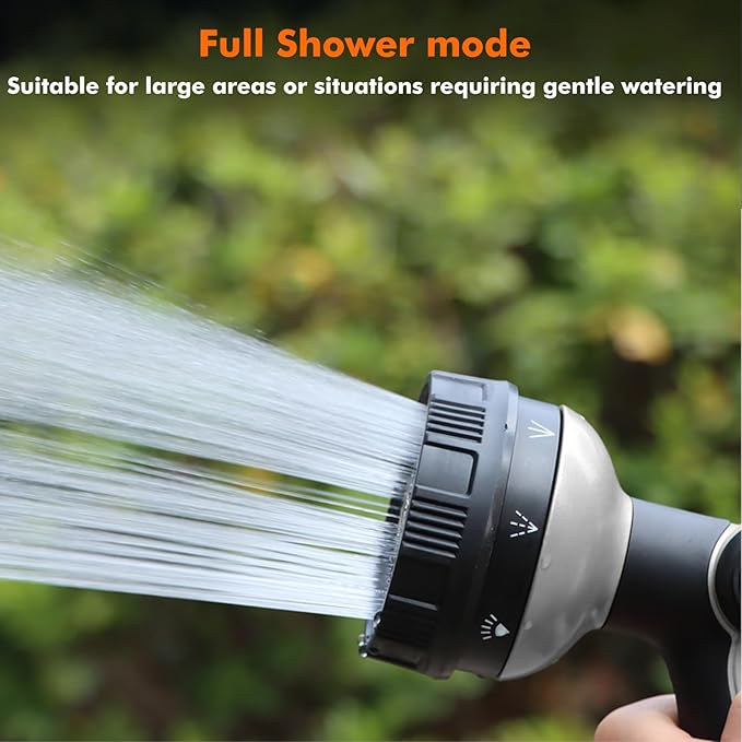 RESTMO Full Shower Hose Nozzle, Metal Spray Nozzle for Garden Hose, 8 Spray Patterns, Water Hose
