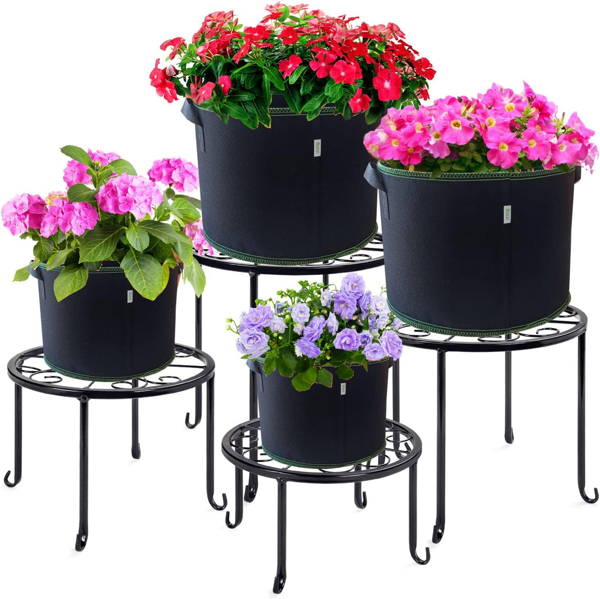 5-Pack 10 Gallon Grow Bags Heavy Duty 300G Thickened Nonwoven Fabric Pots Plant Grow Bags with