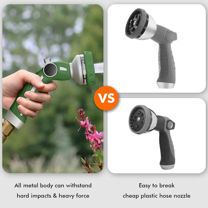 RESTMO Hose Nozzle Heavy Duty, Metal Water Hose Sprayer for Garden, 9 Spray Patterns | High
