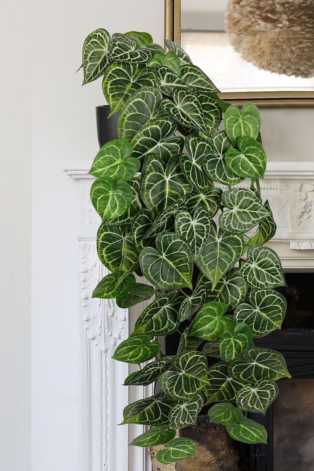Large Fake Hanging Plants in Pot with Hook, 37" Artificial Hanging Pothos Long Vines Plants, Fake