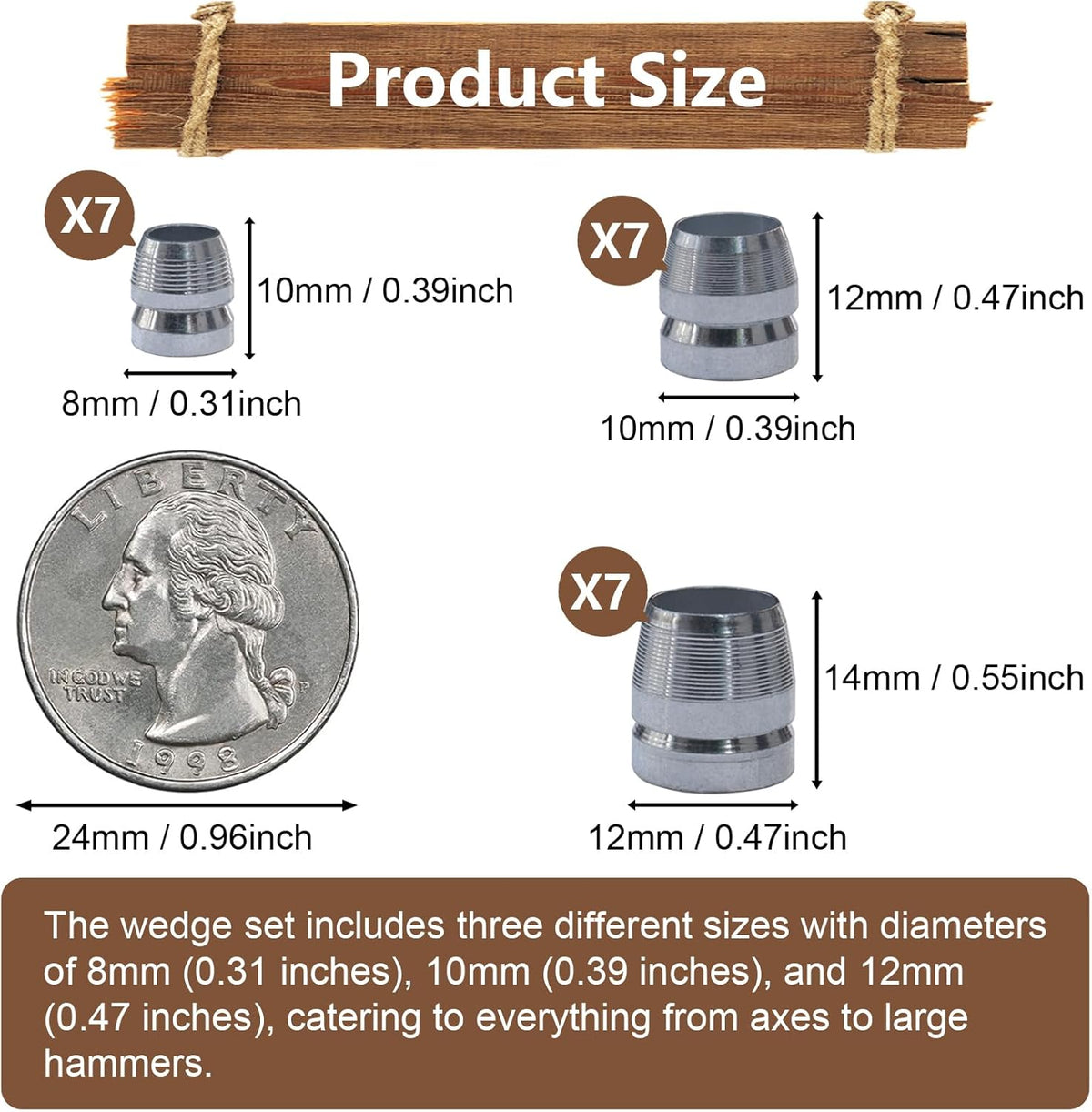 21 PCS Round Axe Handle Wedge Safety Metal Wedge Hammer Handle Wedges for Axe Hammer Sledge