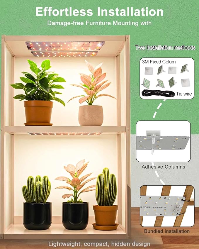 DOMMIA Plant Lights, Full Spectrum 12W(120W Equiv) Ultra-Thin Panel, 84 LEDs Sunlike Plant Lamp