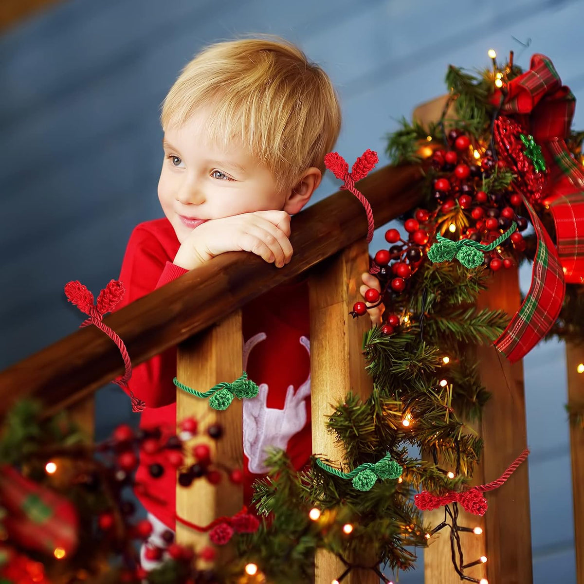 Shappy 12 Pieces Christmas Garland Banister Ties Christmas Decorative Reusable and Flexible Twist