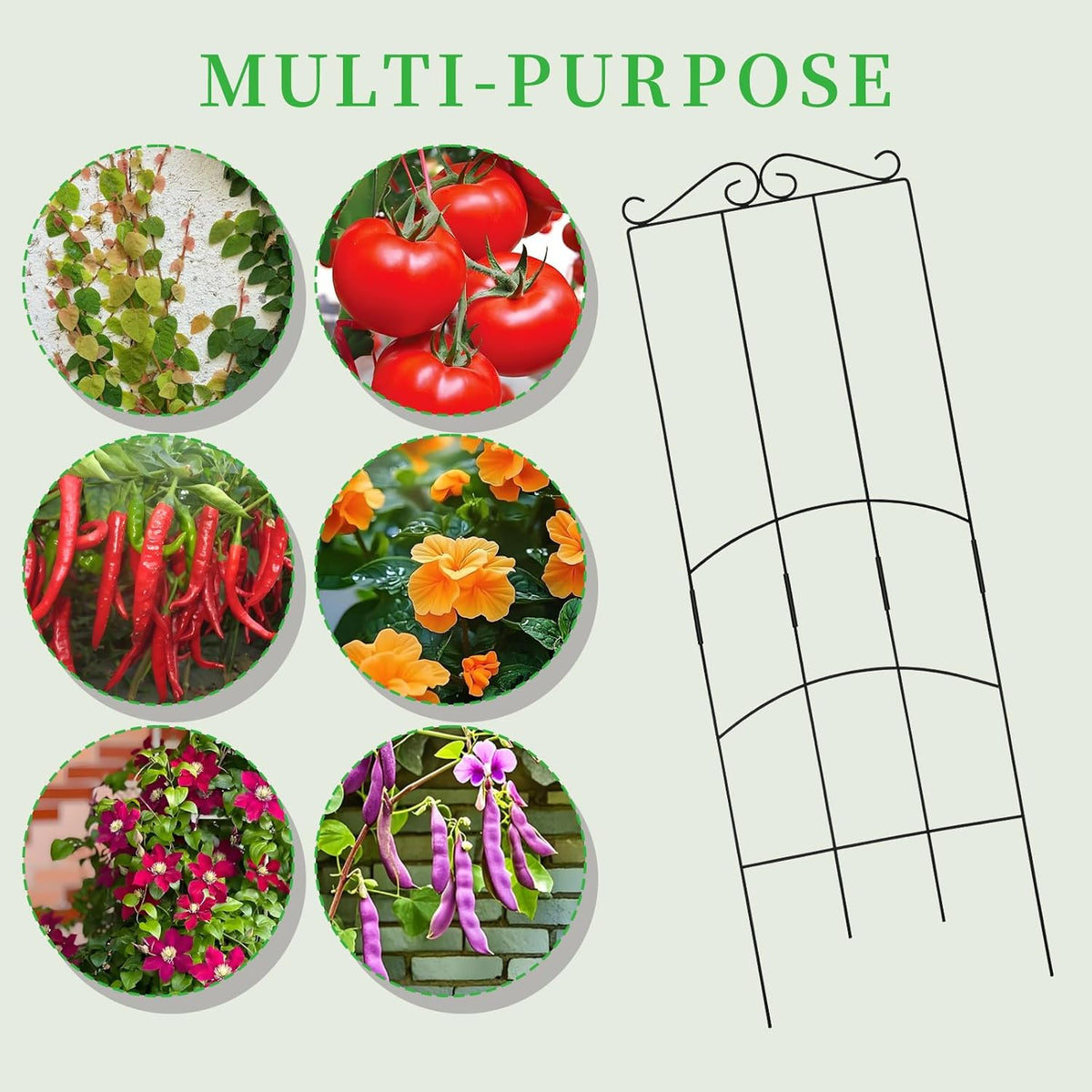 32 Inch Metal Plant Trellis for Climbing Plants Outdoor，4 Pack Garden Trellis for Potted Climbing
