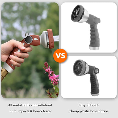 RESTMO Hose Nozzle Heavy Duty, Metal Water Hose Sprayer for Garden, 9 Spray Patterns | High