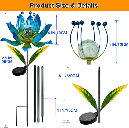 Wind Spinners Outdoor, 38 Inch Metal Wind Spinner Yard Art with Stake, Colorful Solar Windmill for