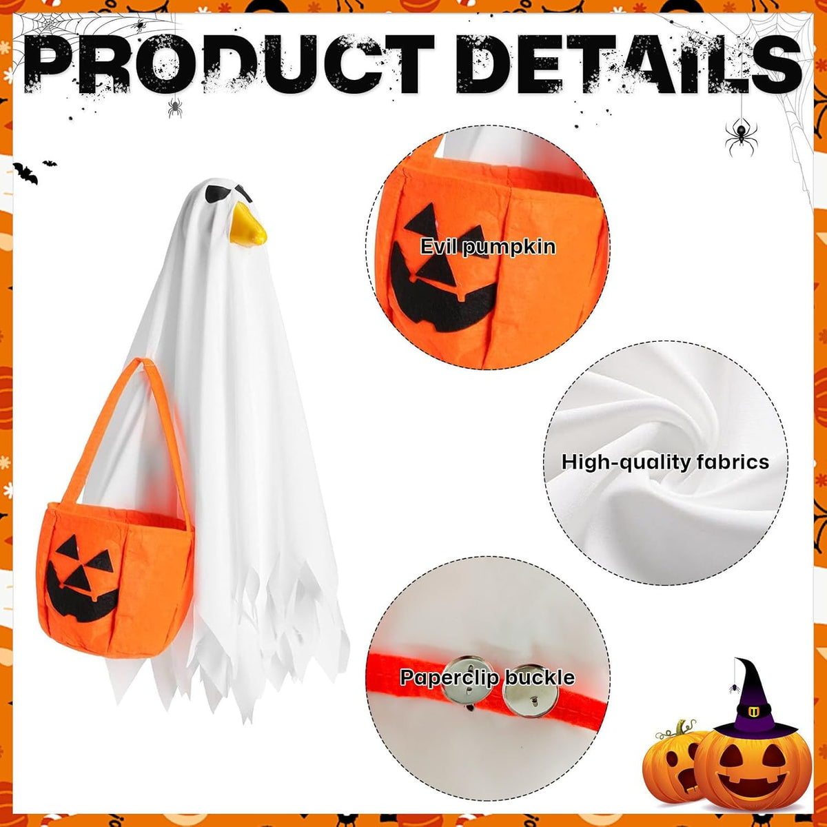 Halloween Porch Goose Outfit for 23'' Plastic Statue Lawn Porch Goose Clothes Halloween Goose