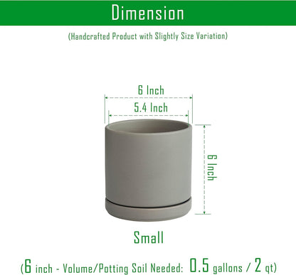 D'vine Dev Set of 2 Plants Pots, 6 Inch Ceramic Planter Pot for Plants with Drainage Hole and