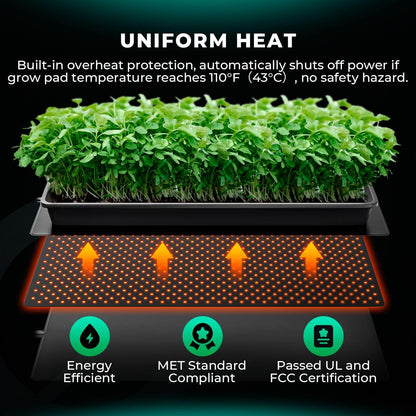 MARS HYDRO 10''x 20.75'' Seedling Heat Mat with Thermostat Heating Pad IP67 Waterproof, Easy to