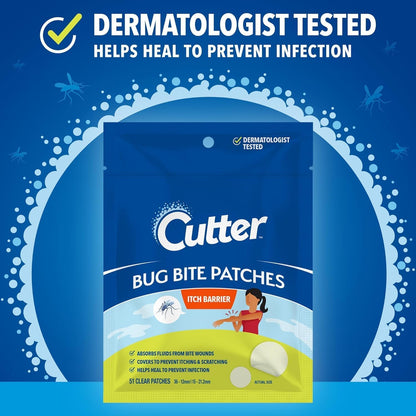 Cutter Bug Bite Patches Itch Relief Hydrocolloid Patches for Kids & Adults, Absorbs Fluids, Helps